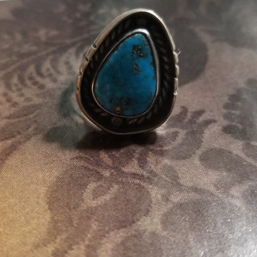 Patricia Platero Navajo Ring Sterling Size 6 Turquoise Southwest Artisan